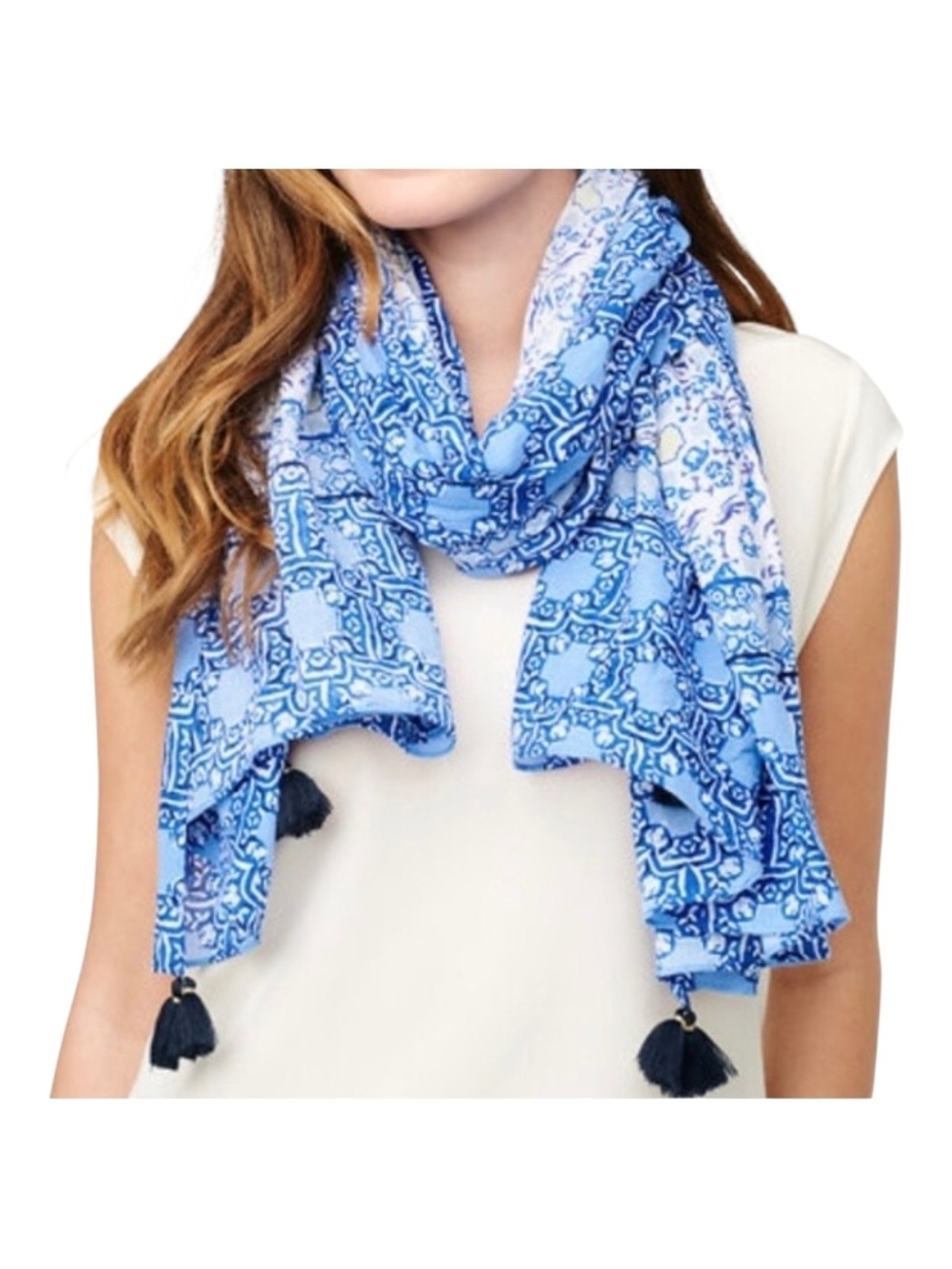 Stella & Dot Pareo Multi-Ikat Blue Scarf